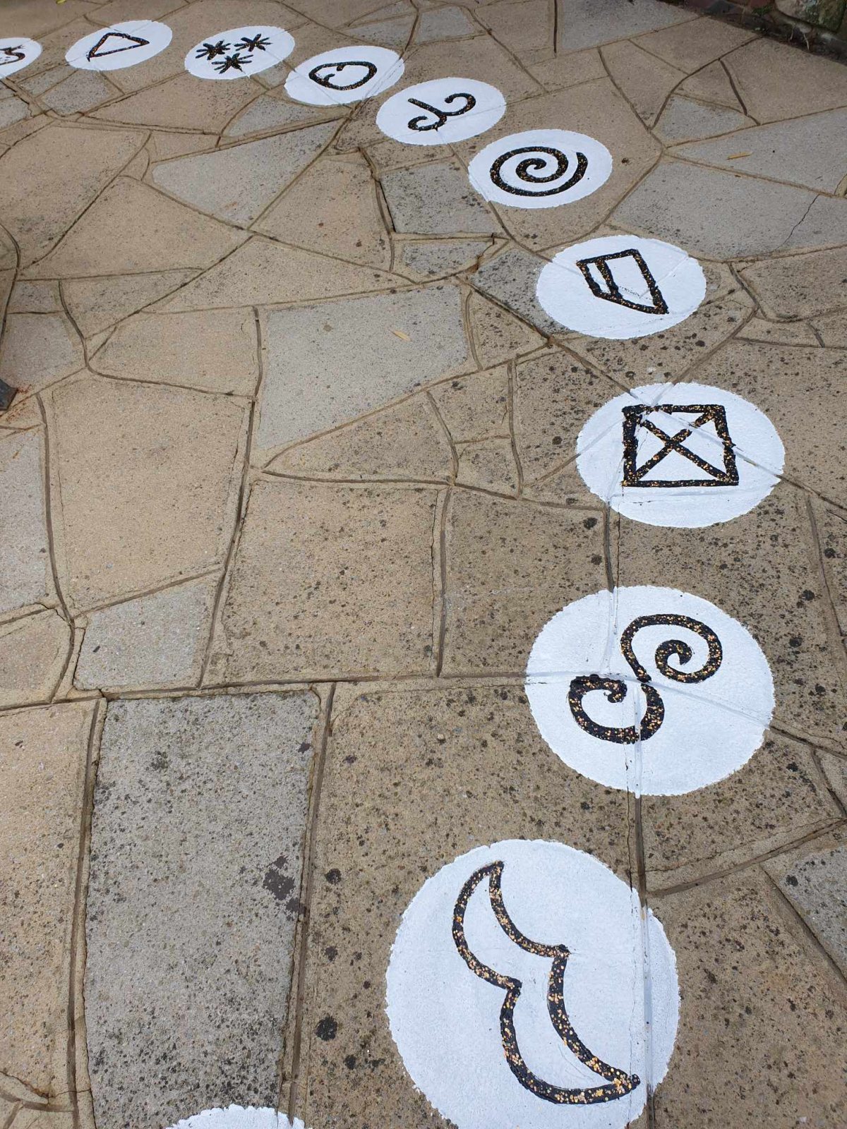 walkable energy symbol circle in the garden