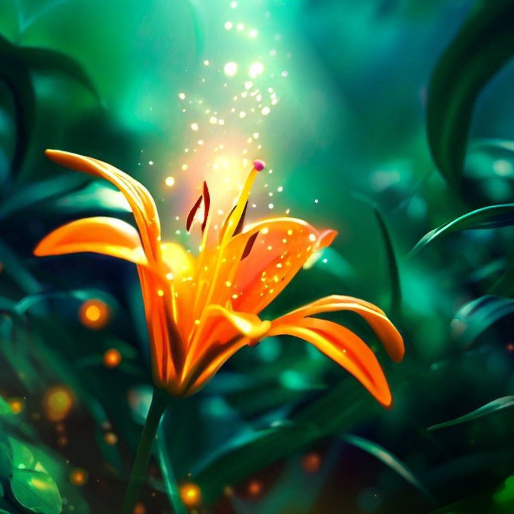 Fire Lily In The Magic Garden