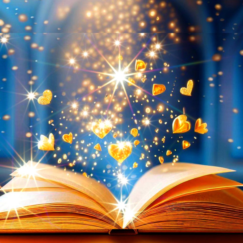 Book with golden sparkles coming out of it