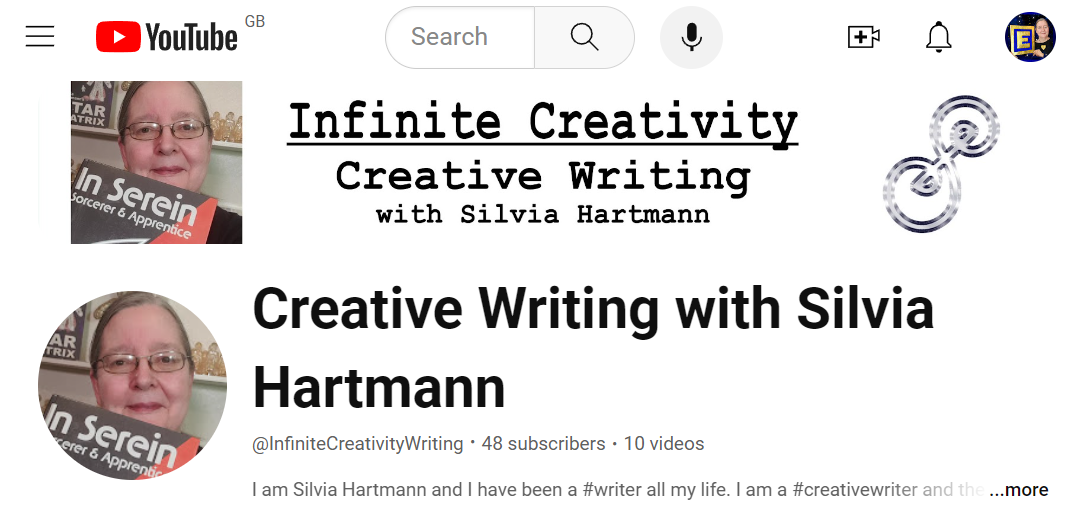 Screenshot Youtube Channel https://www.youtube.com/@InfiniteCreativityWriting at 45 subscribers