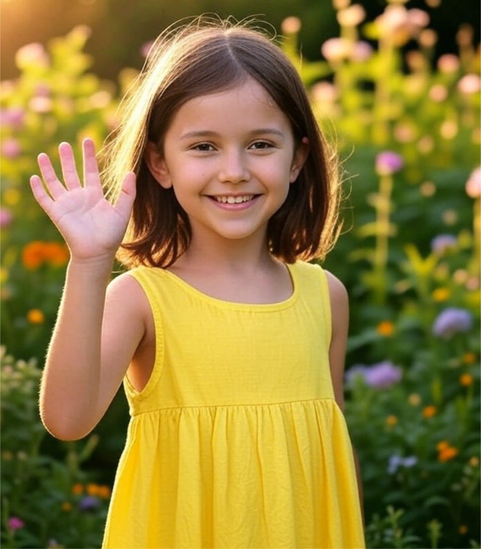 Little girl in a yellow sun dress
