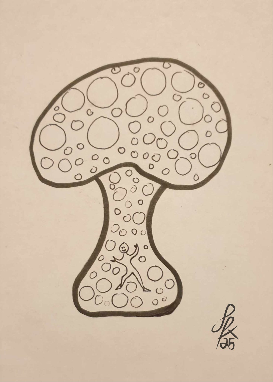 Sanctuary Mushroom original doodle (with me inside) by Silvia Hartmann