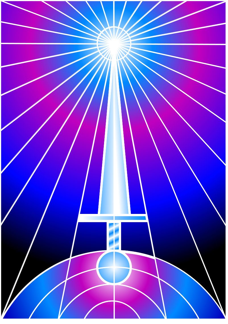 Vertical sword pointing upward symbol hybrid